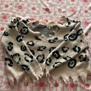Miracle Beige and Black Leopard Sweater
